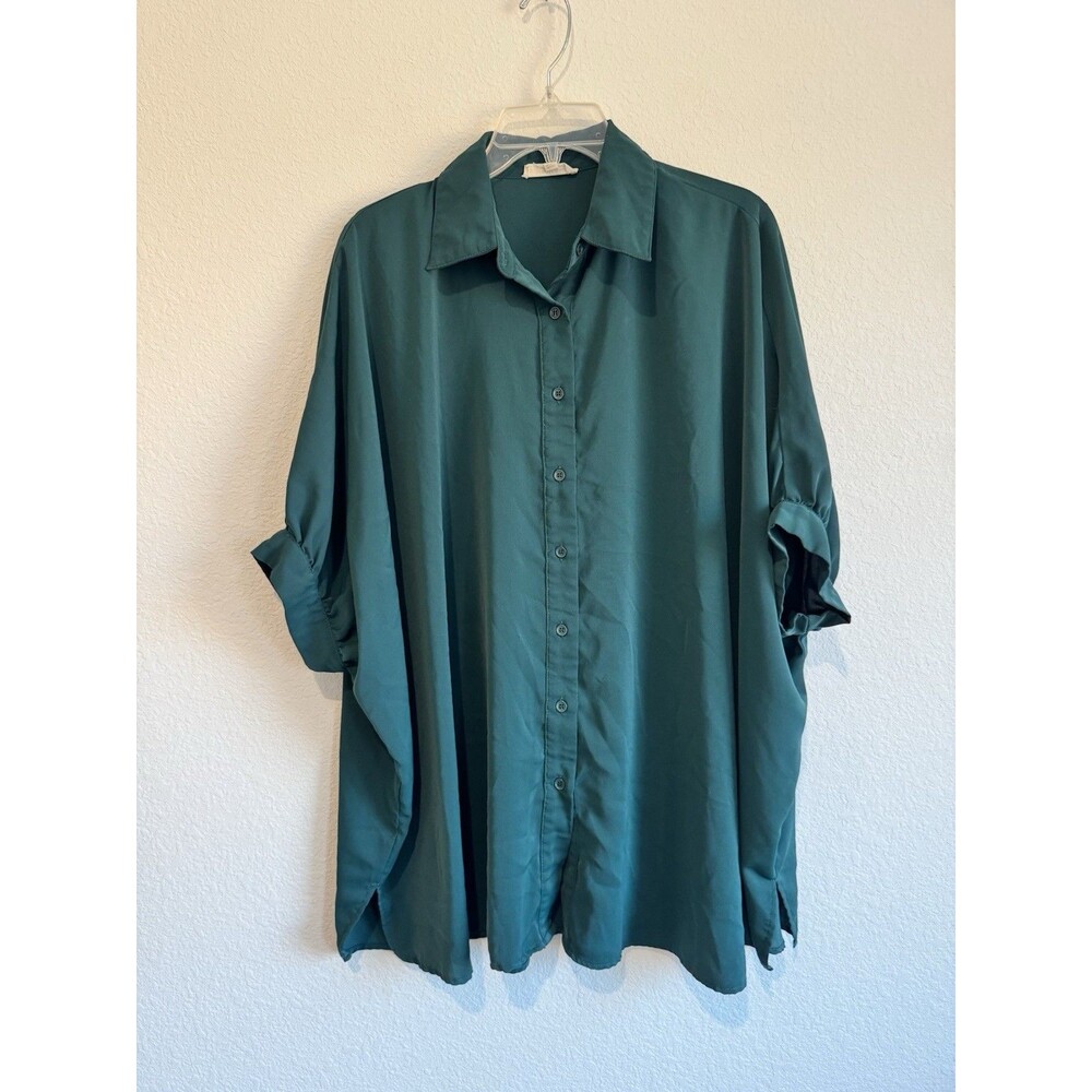 Entro Teal Button-Up Blouse